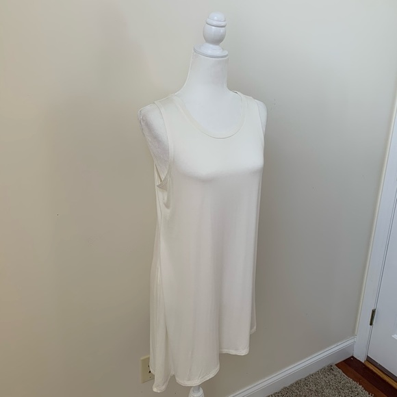 Logo Layers Soft White Asymmetrical Tank Top - Picture 2 of 6